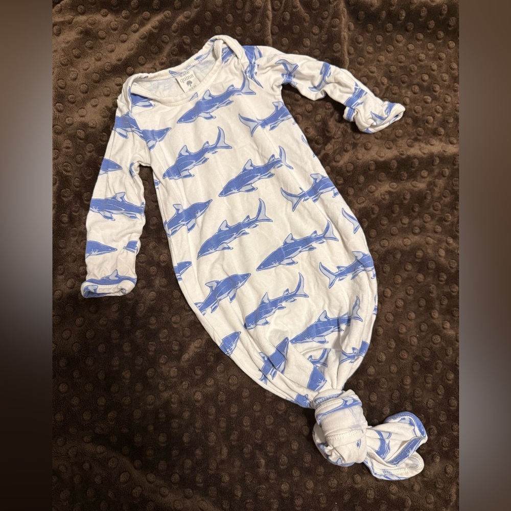 Kate Quinn Blue Shark Print knotted gown